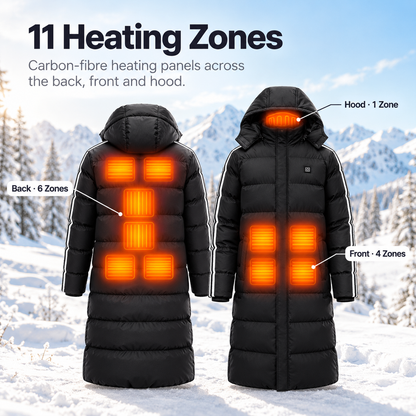 Kelvane 11-Zone Heating Jacket Long Hooded Coat