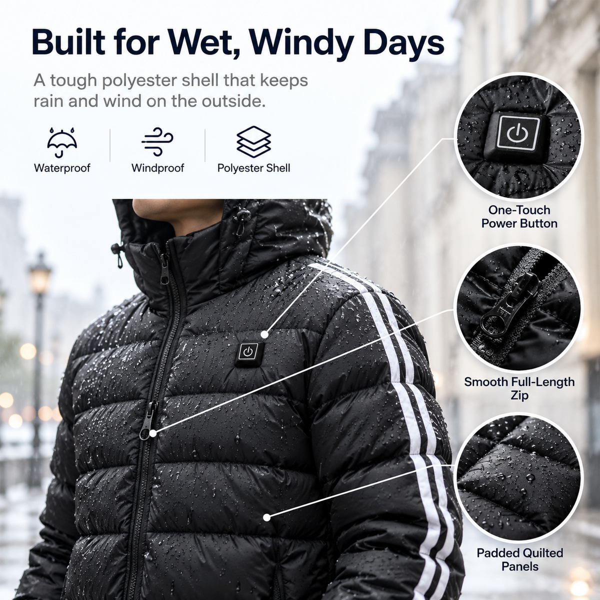 Kelvane 11-Zone Heating Jacket Long Hooded Coat