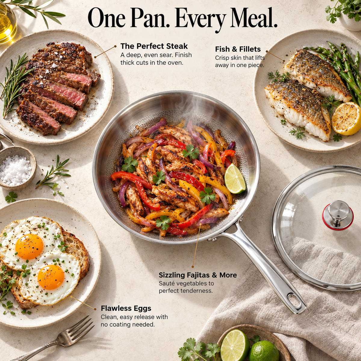 Hexora Titanium Frying Pan with Lid