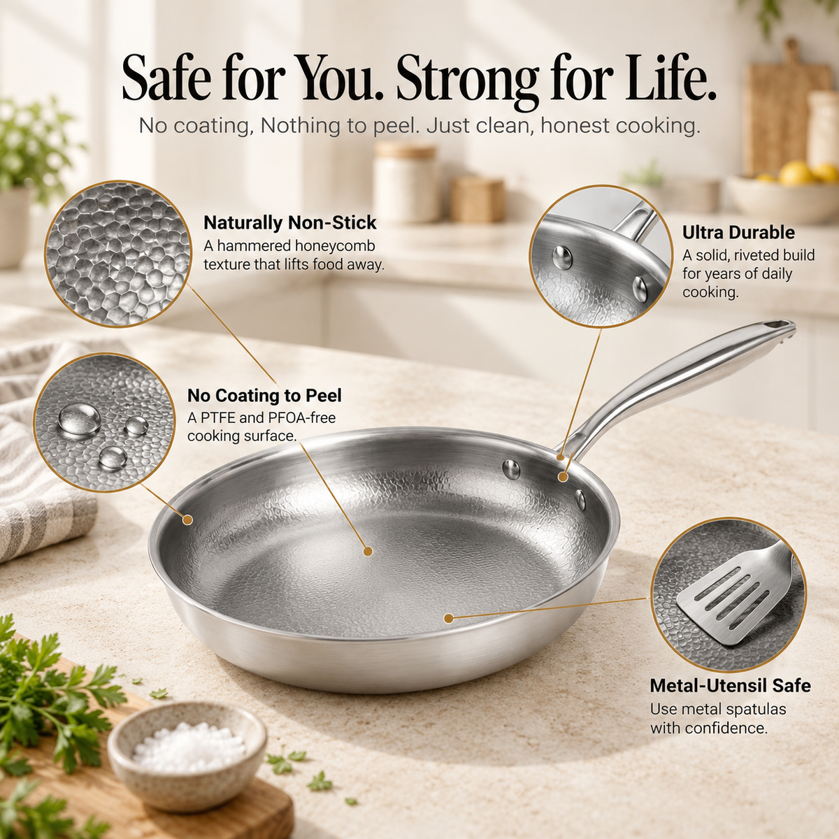 Hexora Titanium Frying Pan with Lid