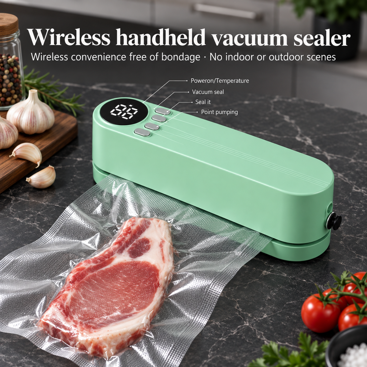 VacuNova Portable Vacuum Food Sealer | 60kPa Suction