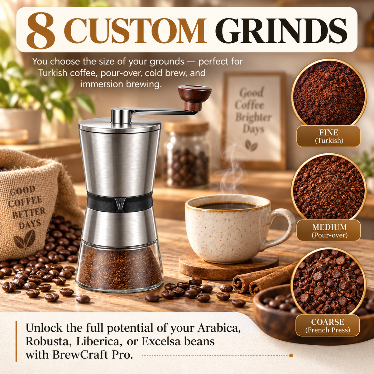 BrewCraft Pro – Manual Coffee Grinder with Ceramic Burr