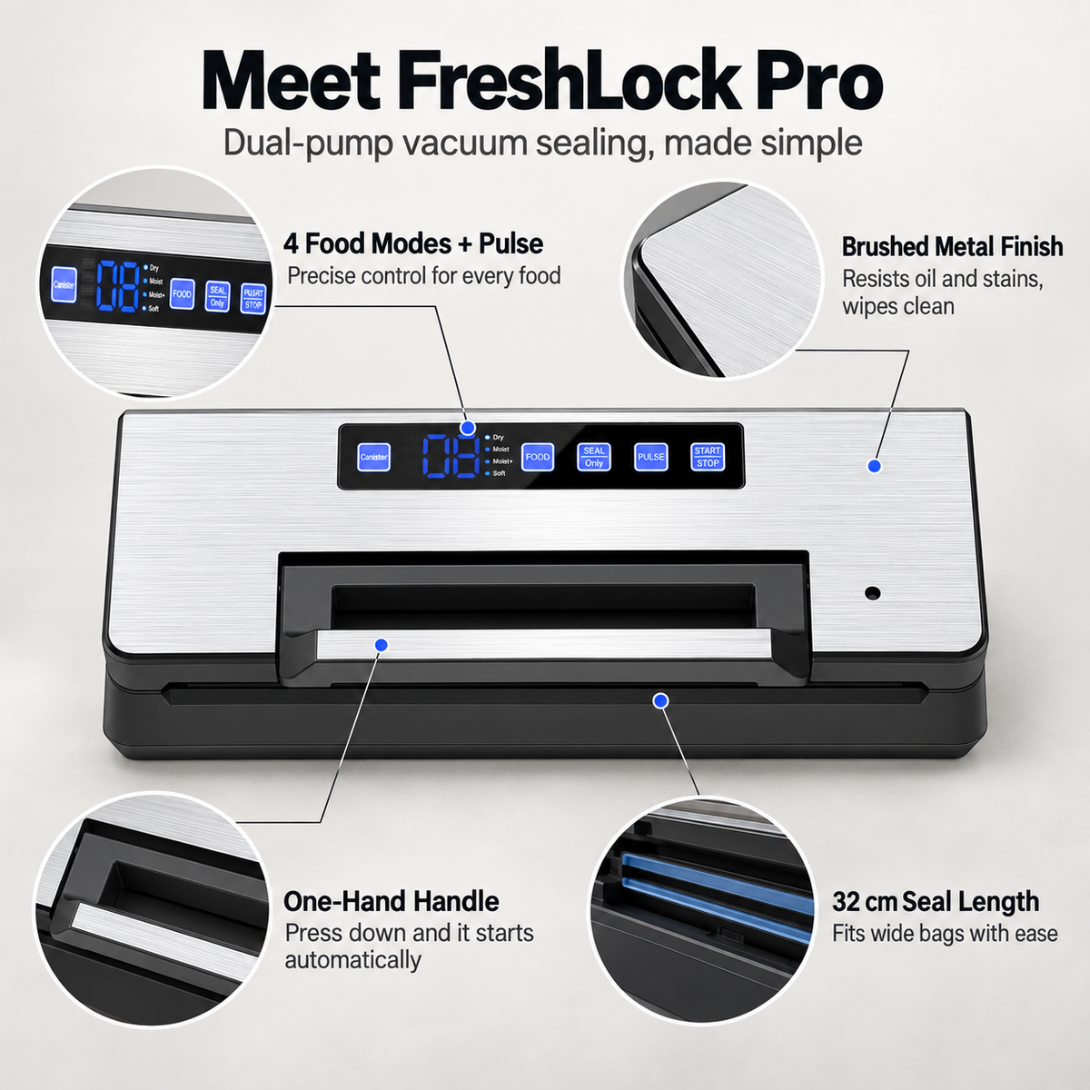 FreshLock Pro Dual-Pump Vacuum Sealer for Food Storage