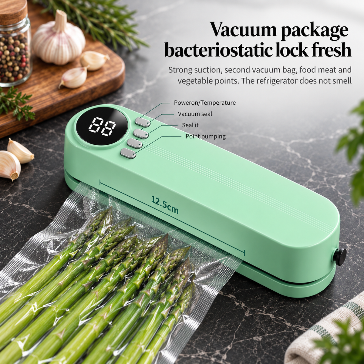 VacuNova Portable Vacuum Food Sealer | 60kPa Suction
