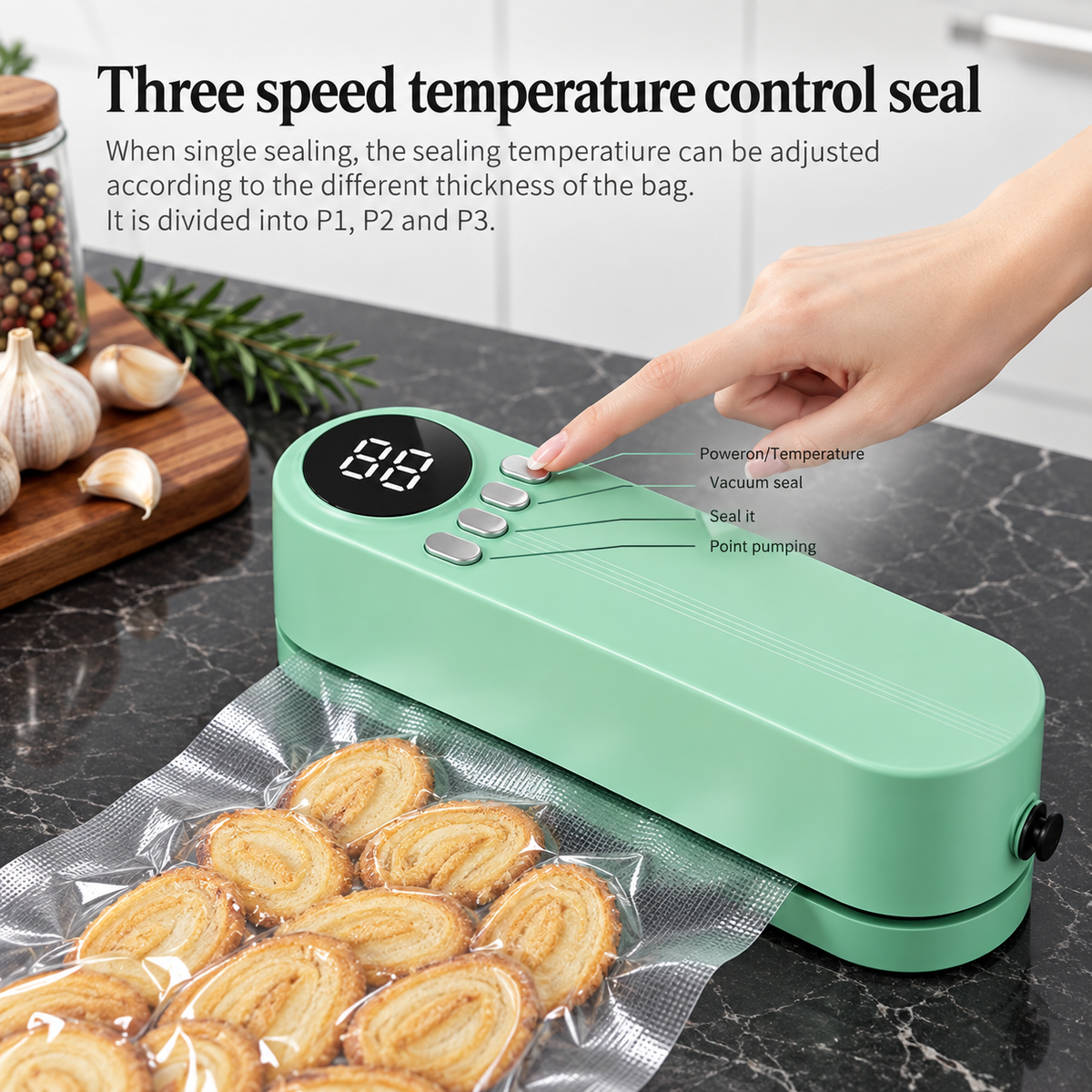 VacuNova Portable Vacuum Food Sealer | 60kPa Suction