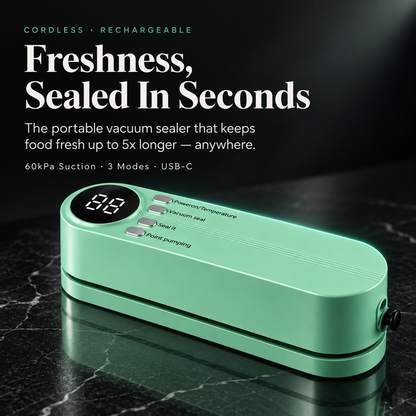 VacuNova Portable Vacuum Food Sealer | 60kPa Suction