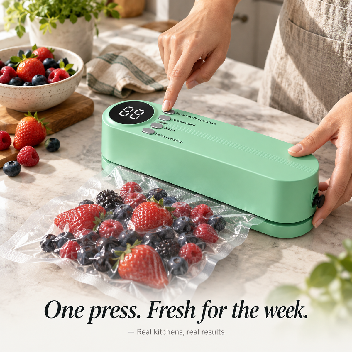 VacuNova Portable Vacuum Food Sealer | 60kPa Suction