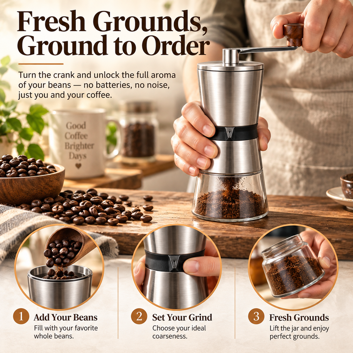 BrewCraft Pro – Manual Coffee Grinder with Ceramic Burr