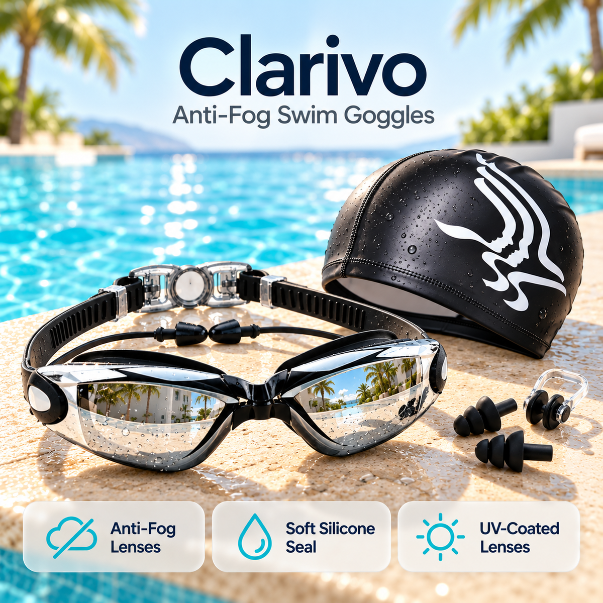 Clarivo Anti Fog Swim Goggle Set