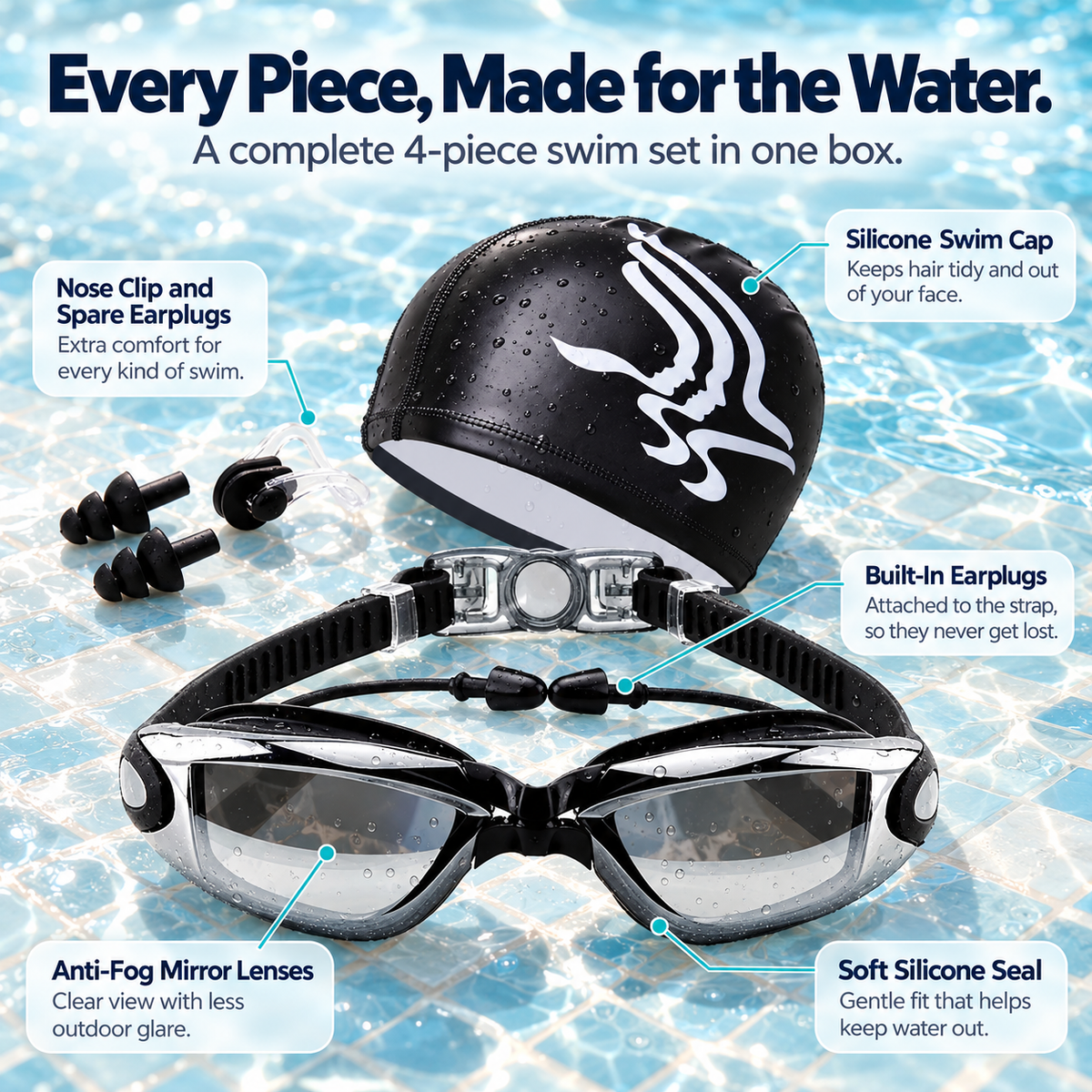 Clarivo Anti Fog Swim Goggle Set