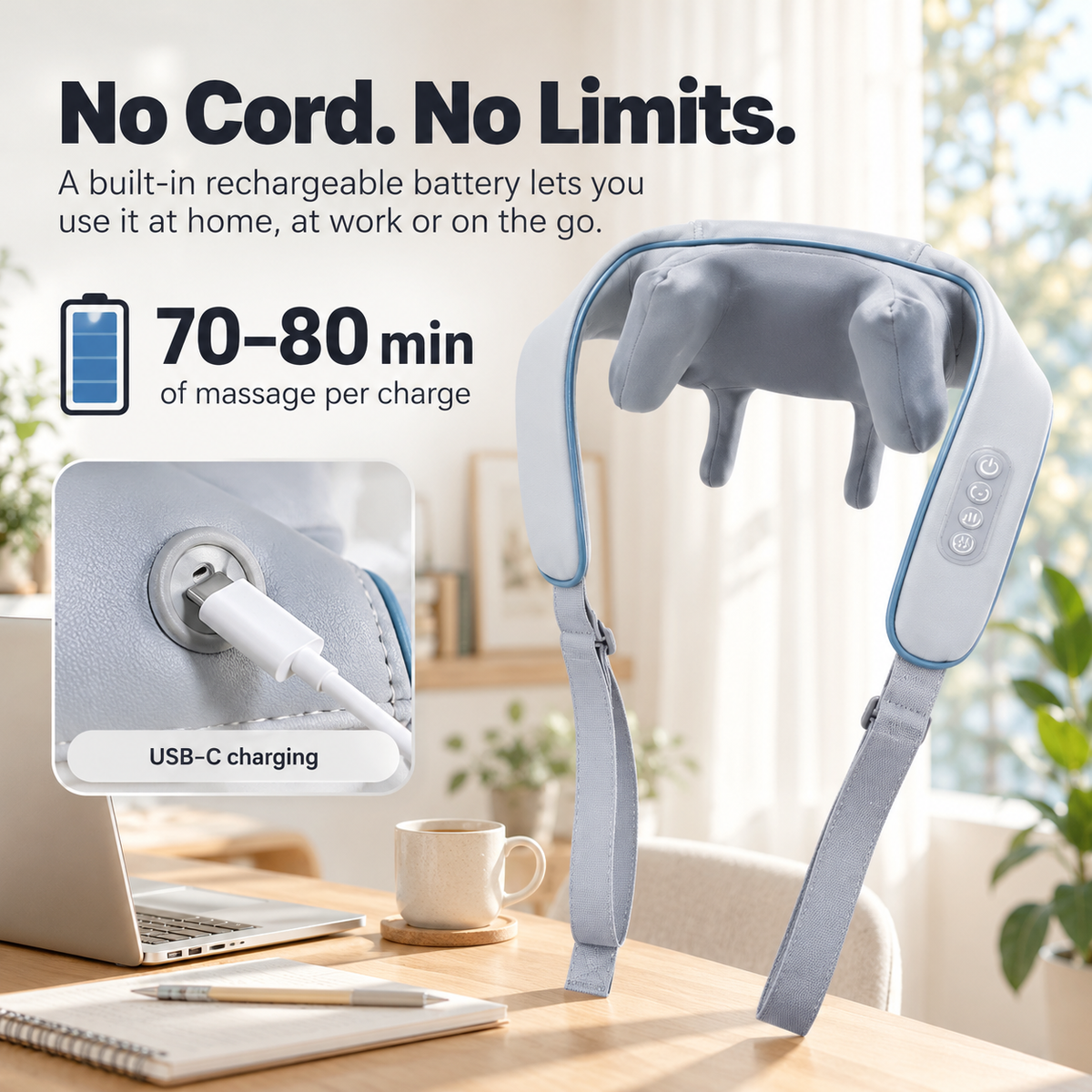 Kneadwell Cordless Neck, Back & Shoulder-Massager