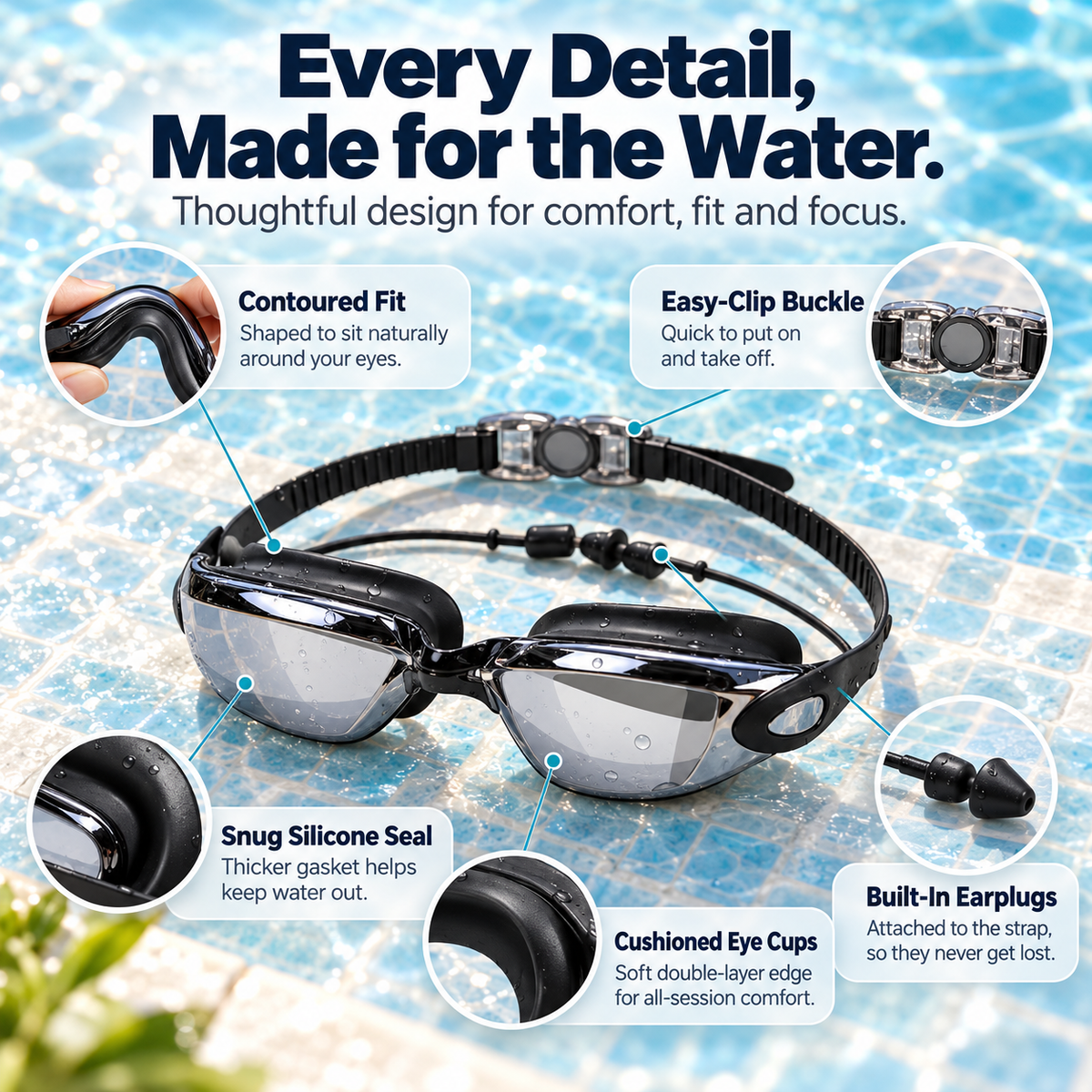 Clarivo Anti-Fog Swim Goggle Set