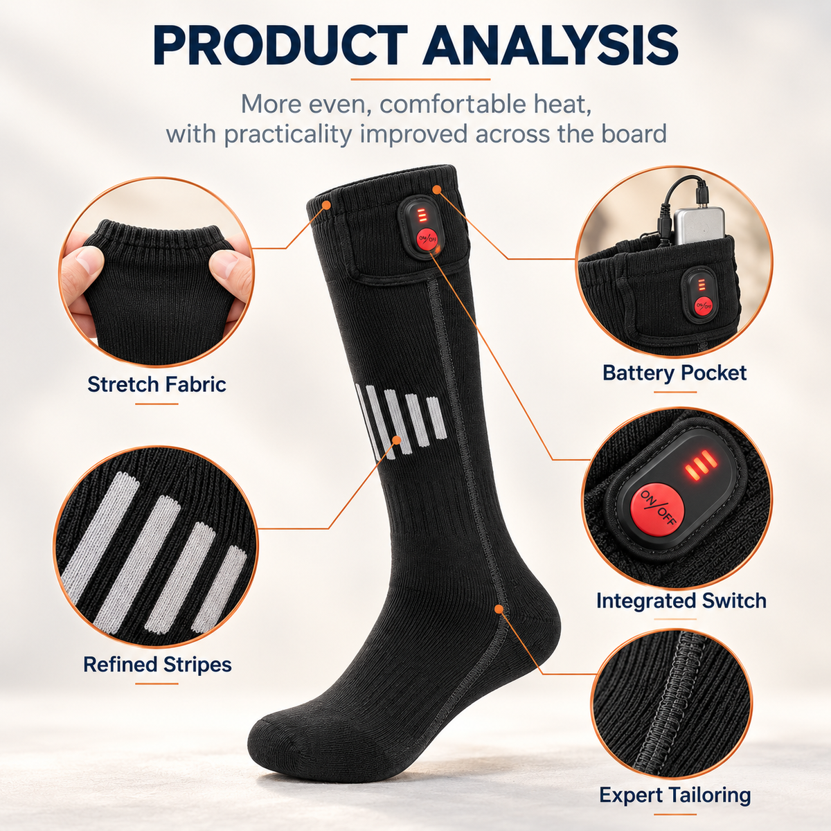 WarmStride Rechargeable Heated Socks, 3 Heat Levels