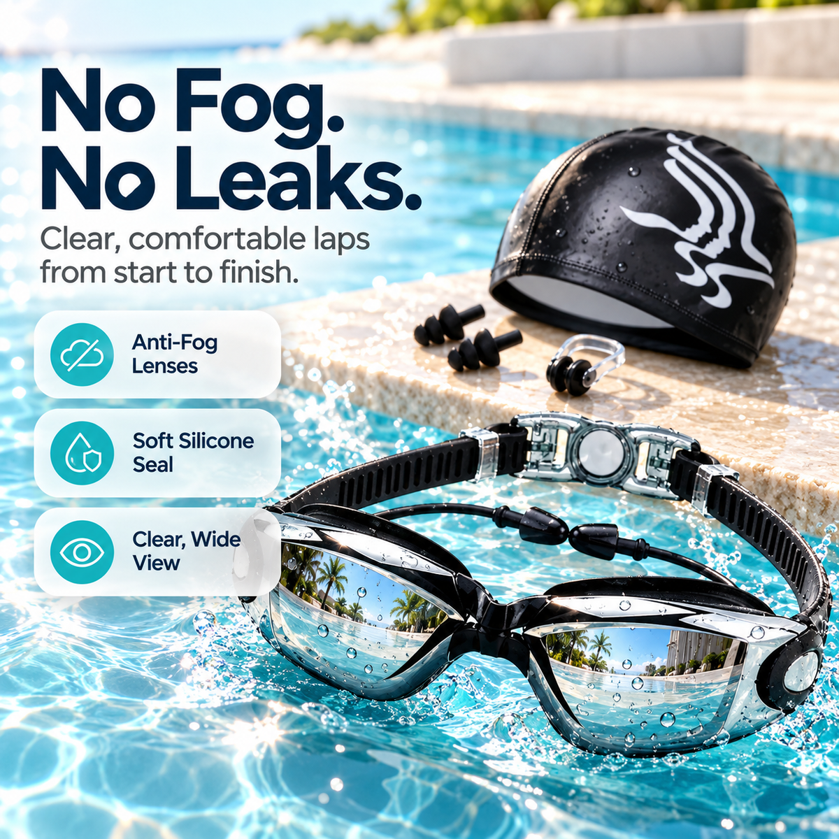 Clarivo Anti Fog Swim Goggle Set