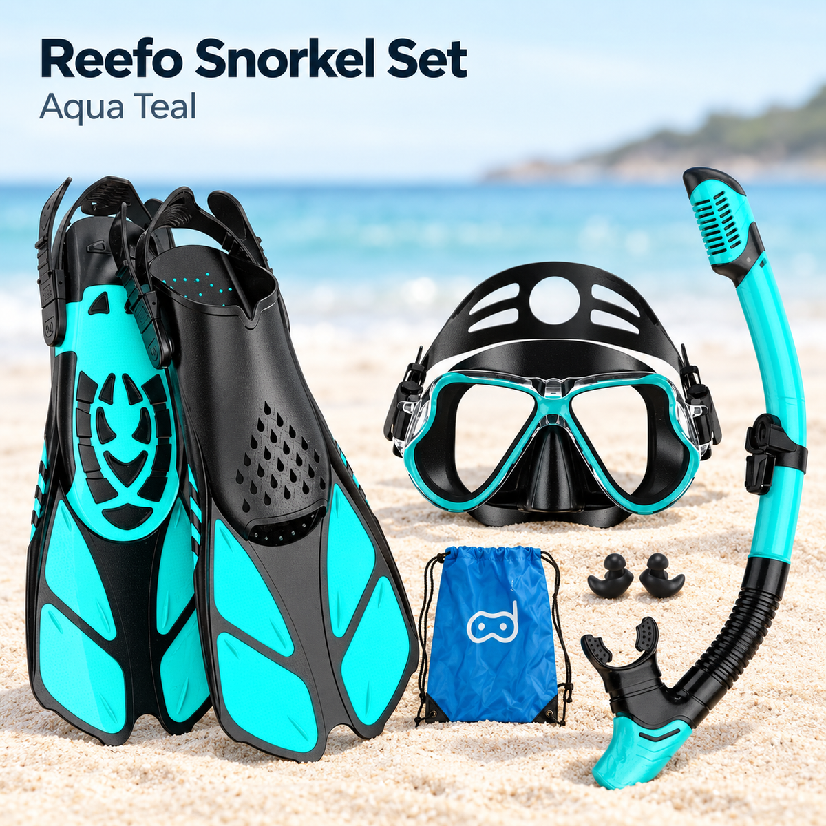 Reefora Snorkel Set Dry Top Snorkel, Mask & Fins