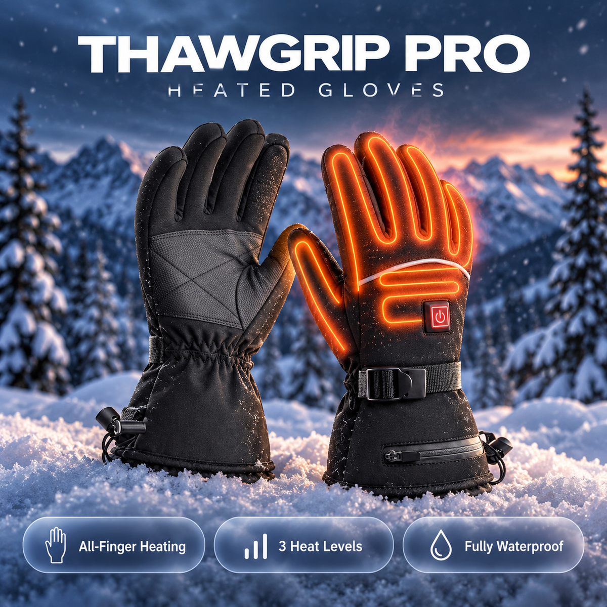 ThawGrip Pro | Heated-Gloves Waterproof All-Finger Heating