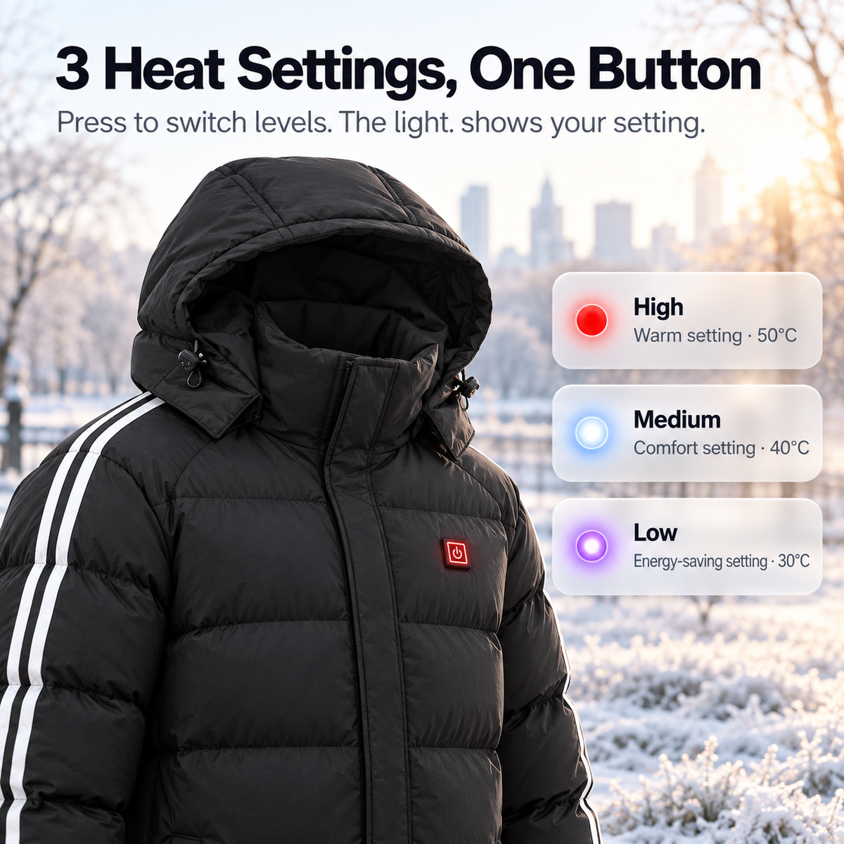 Kelvane 11-Zone Heating Jacket Long Hooded Coat