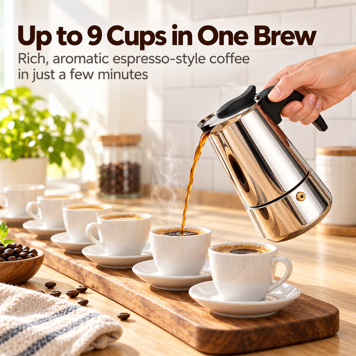 Caffora Stovetop Espresso Maker Coffee Pecolator