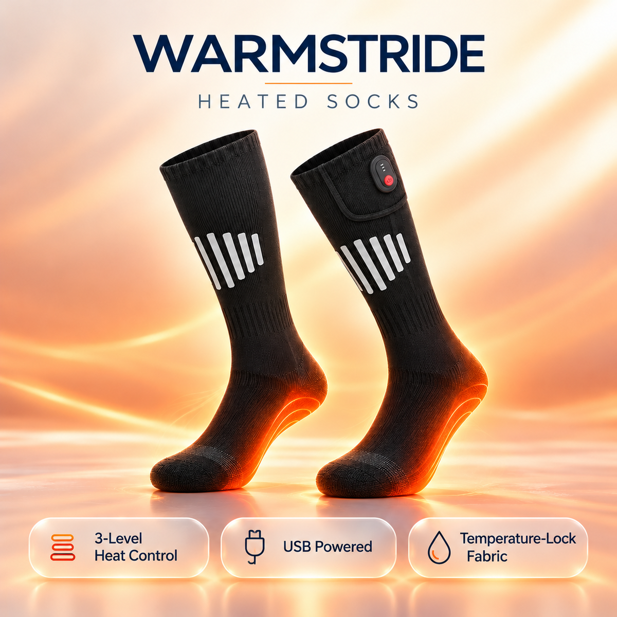 WarmStride Rechargeable Heated Socks, 3 Heat Levels