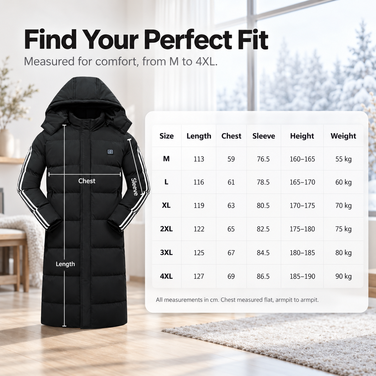 Kelvane 11-Zone Heating Jacket Long Hooded Coat